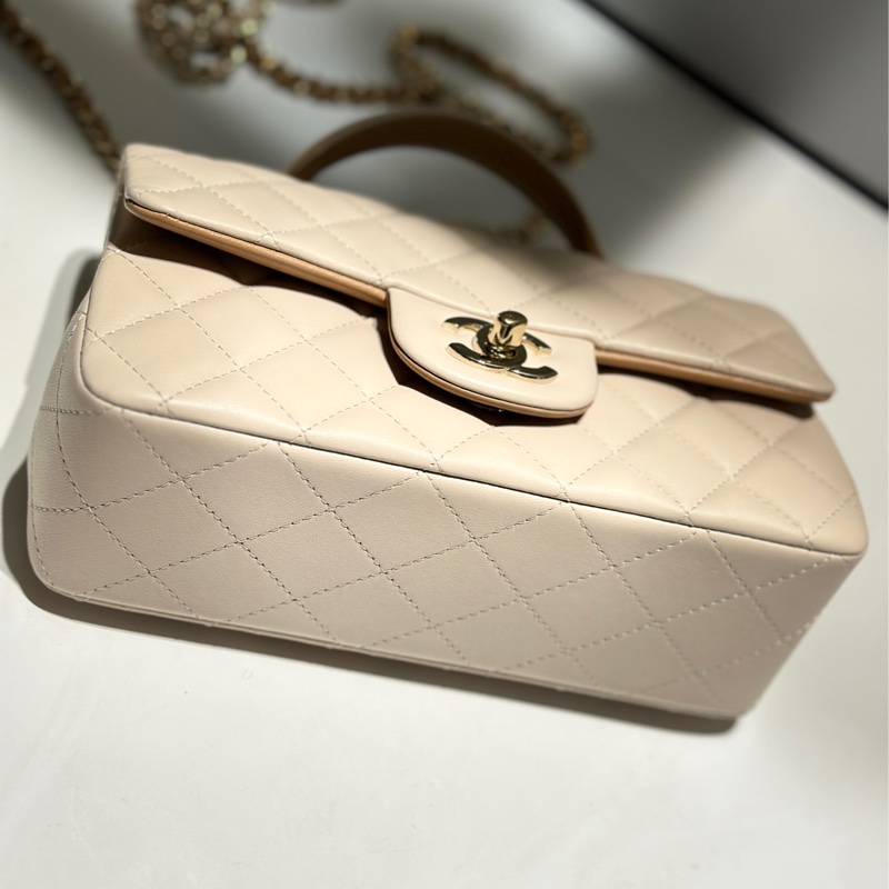 CHANEL23p cf mini handle奶茶拼色-17