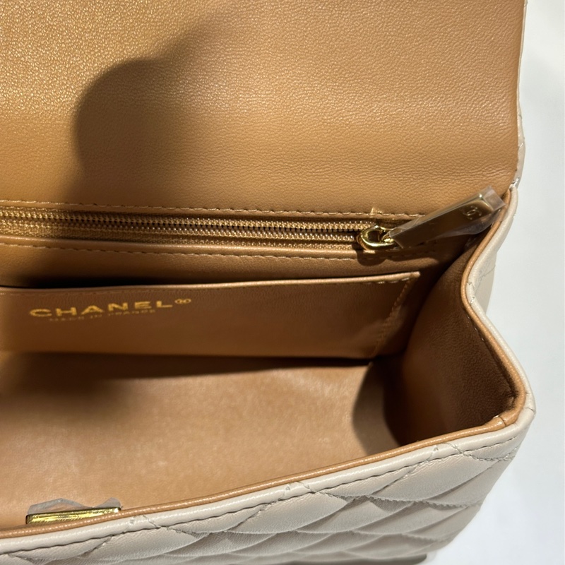 CHANEL23p cf mini handle奶茶拼色-24