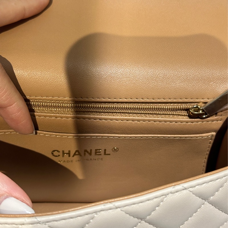 CHANEL23p cf mini handle奶茶拼色-28