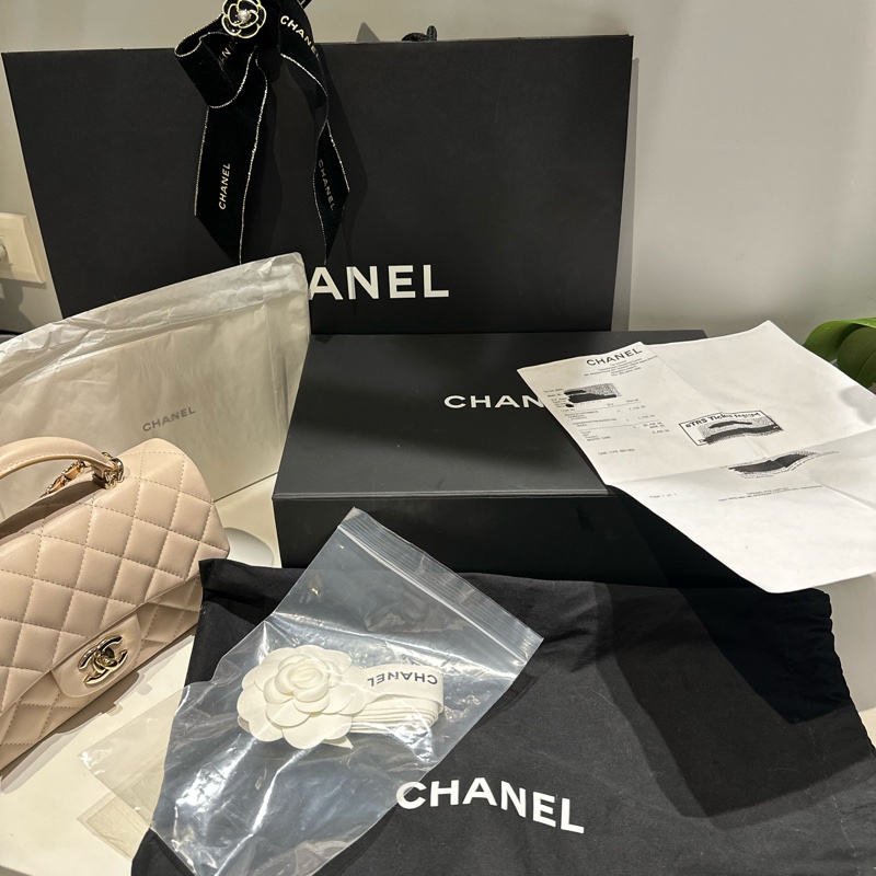 CHANEL23p cf mini handle奶茶拼色-31