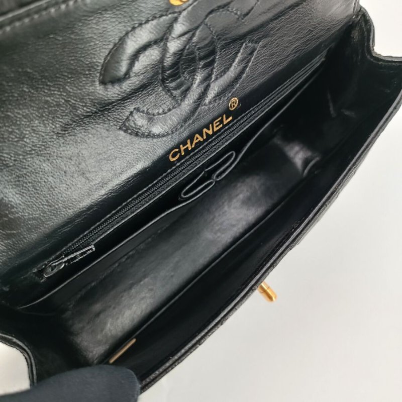 CHANEL Vintage Black Ostrichskin 23cm Classic Flap Bag-7