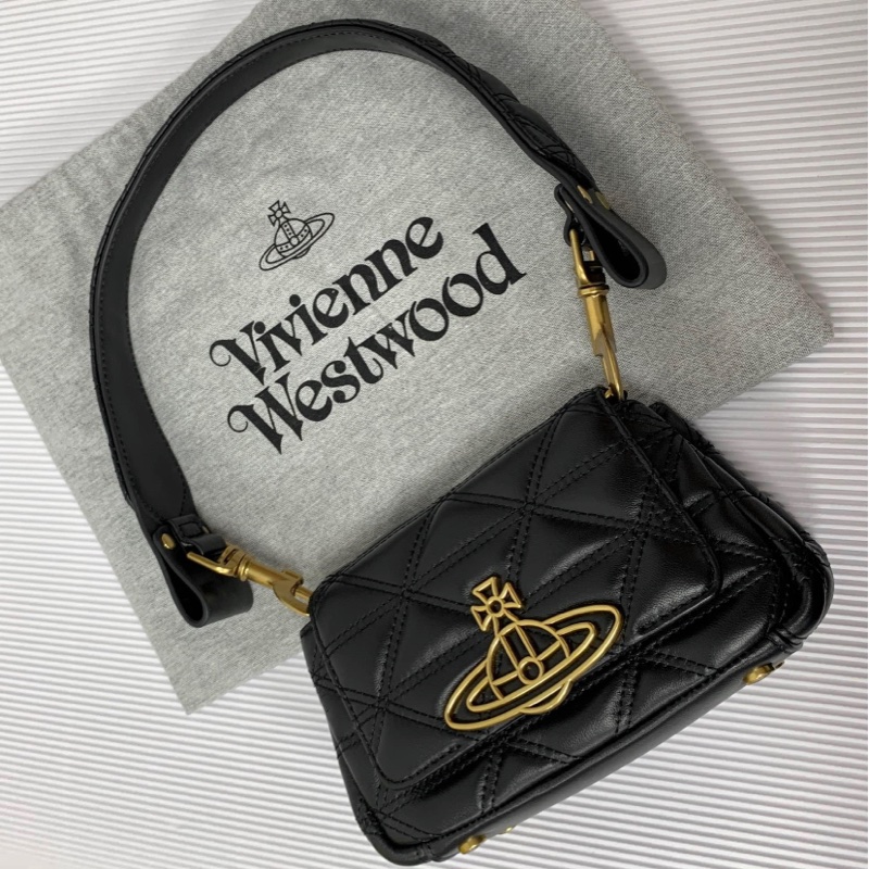 西太后VIVIENNE WESTWOOD Hazel quilted leather shoulder bag 菱格紋腋下包-0