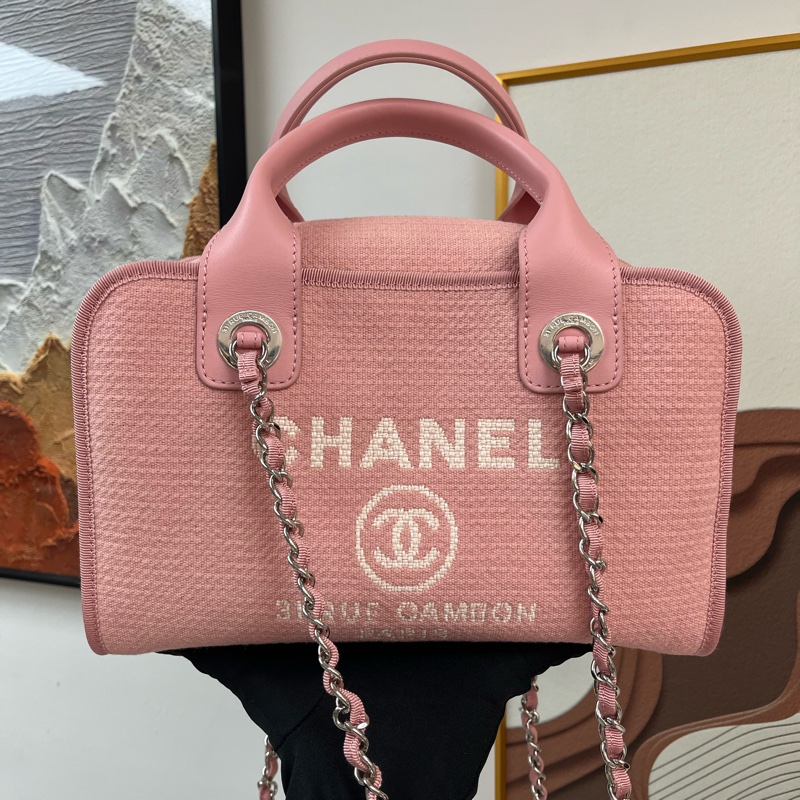 Chanel 2022年新色 晶片款 度假系列 粉色保齡球沙灘包 手提單肩斜孭💕-0