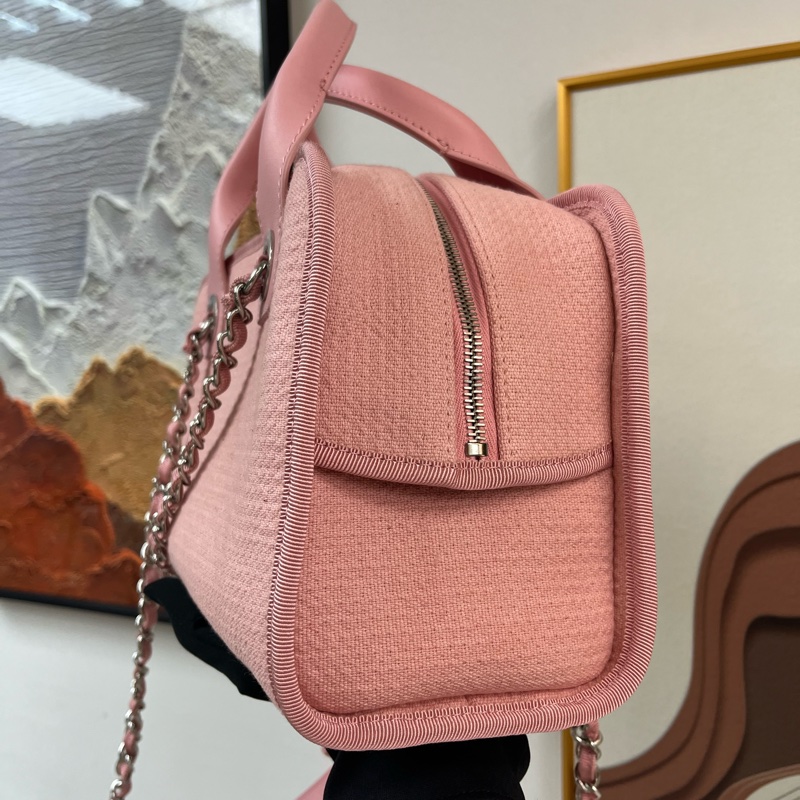 Chanel 2022年新色 晶片款 度假系列 粉色保齡球沙灘包 手提單肩斜孭💕-2