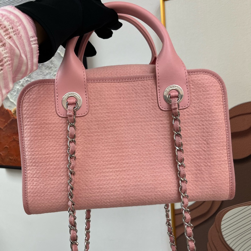 Chanel 2022年新色 晶片款 度假系列 粉色保齡球沙灘包 手提單肩斜孭💕-3