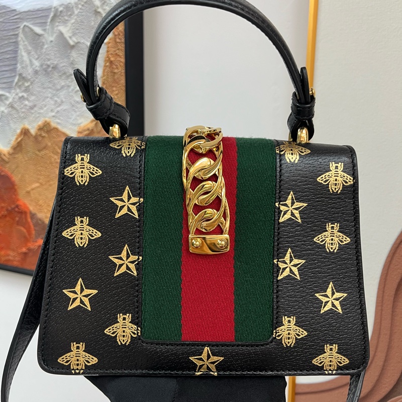 Gucci Sylvie 塞爾維亞 蜜蜂星星包 金扣 手提斜挎單肩包🤍-3