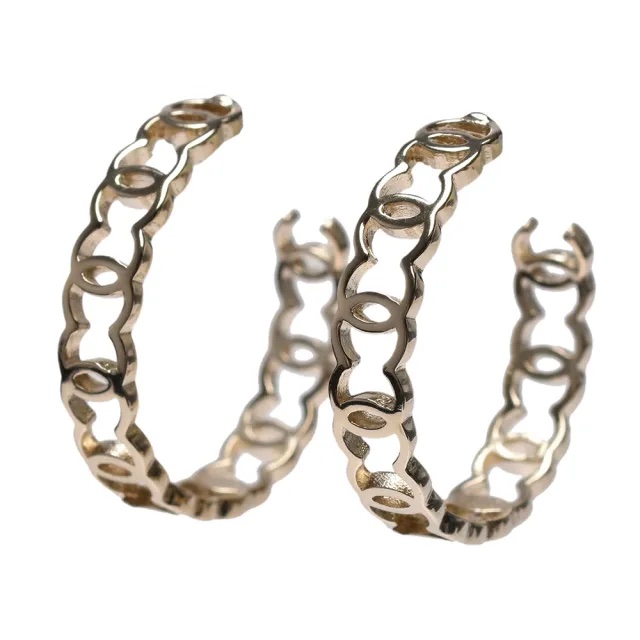 CHANEL 香奈兒 經典雙C LOGO排列圈式穿式耳環(金色AB6412-OR)-0