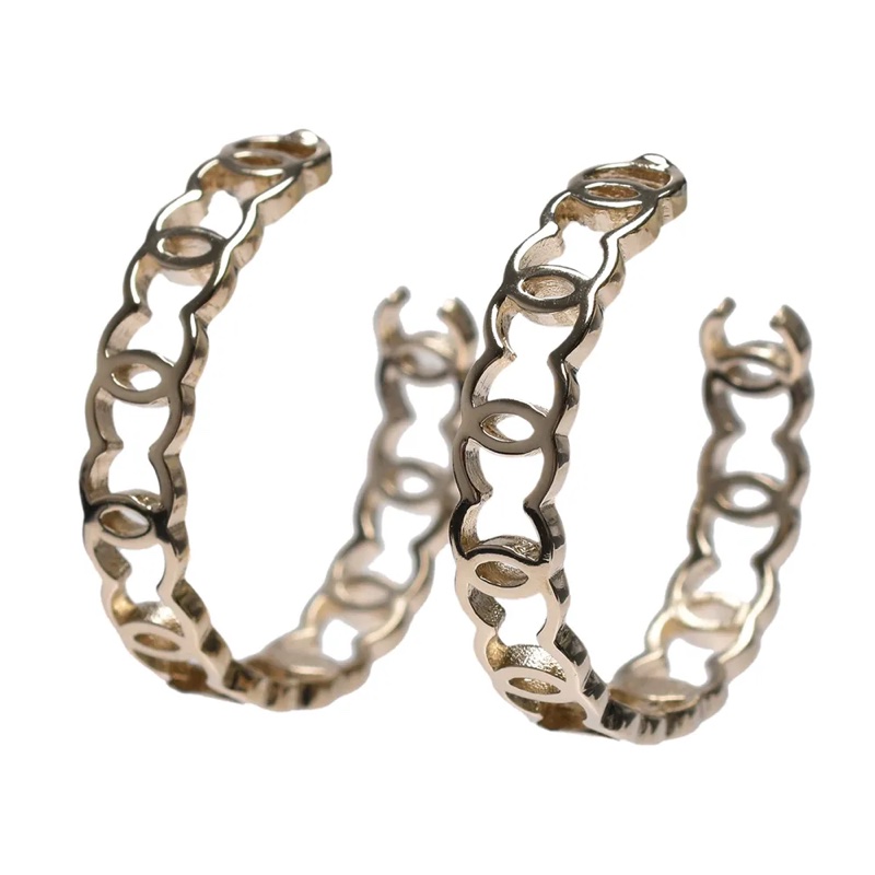 CHANEL 香奈兒 經典雙C LOGO排列圈式穿式耳環(金色AB6412-OR)-1