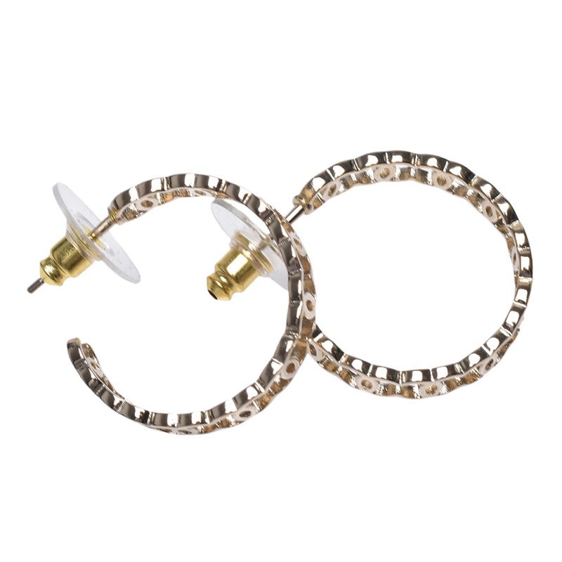 CHANEL 香奈兒 經典雙C LOGO排列圈式穿式耳環(金色AB6412-OR)-3