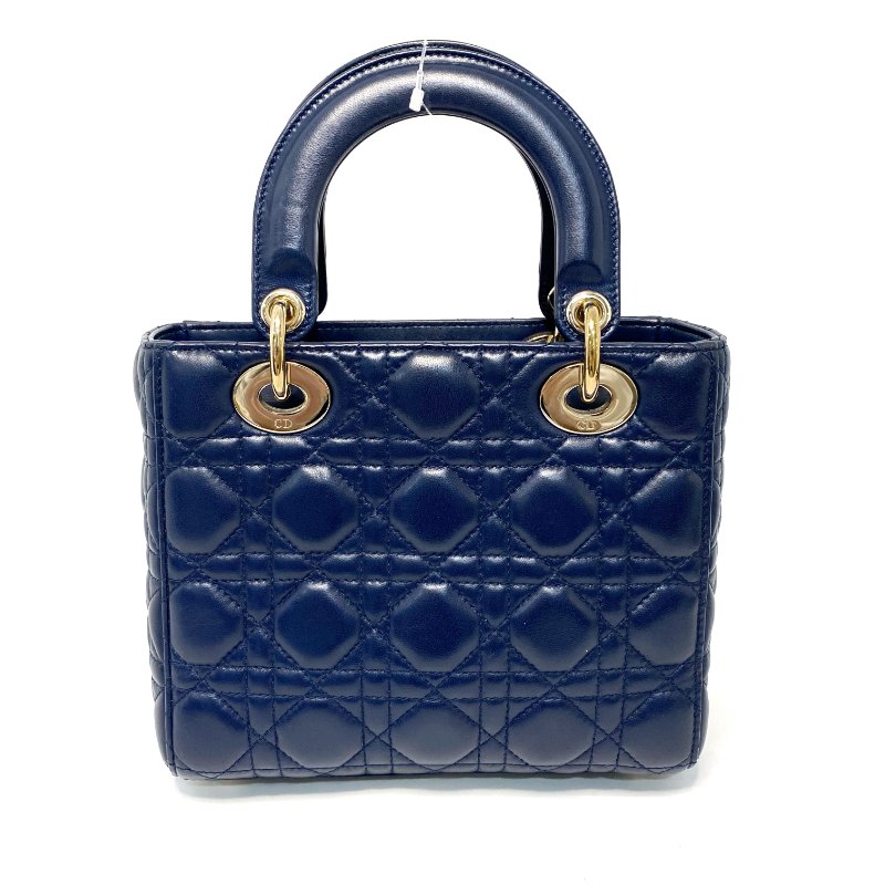 △ Christian Dior 迪奧 My ABCDior Small Lady Dior Navy Cannage Lambskin 2way Bag 小碼深藍色Cannage藤格紋圖案羊皮兩用袋 - 247008775-2