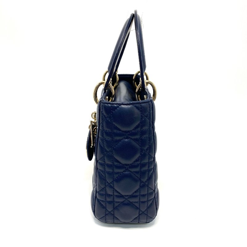 △ Christian Dior 迪奧 My ABCDior Small Lady Dior Navy Cannage Lambskin 2way Bag 小碼深藍色Cannage藤格紋圖案羊皮兩用袋 - 247008775-3