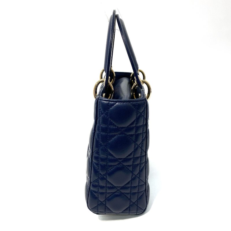 △ Christian Dior 迪奧 My ABCDior Small Lady Dior Navy Cannage Lambskin 2way Bag 小碼深藍色Cannage藤格紋圖案羊皮兩用袋 - 247008775-4