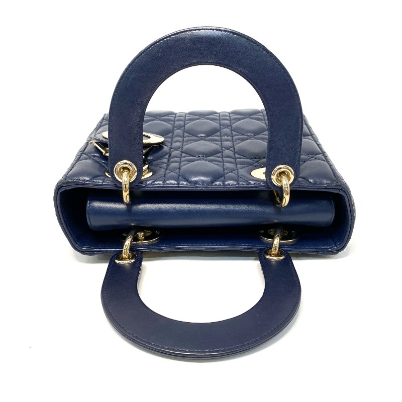 △ Christian Dior 迪奧 My ABCDior Small Lady Dior Navy Cannage Lambskin 2way Bag 小碼深藍色Cannage藤格紋圖案羊皮兩用袋 - 247008775-5