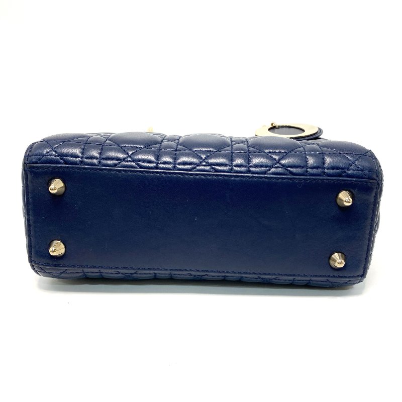 △ Christian Dior 迪奧 My ABCDior Small Lady Dior Navy Cannage Lambskin 2way Bag 小碼深藍色Cannage藤格紋圖案羊皮兩用袋 - 247008775-6