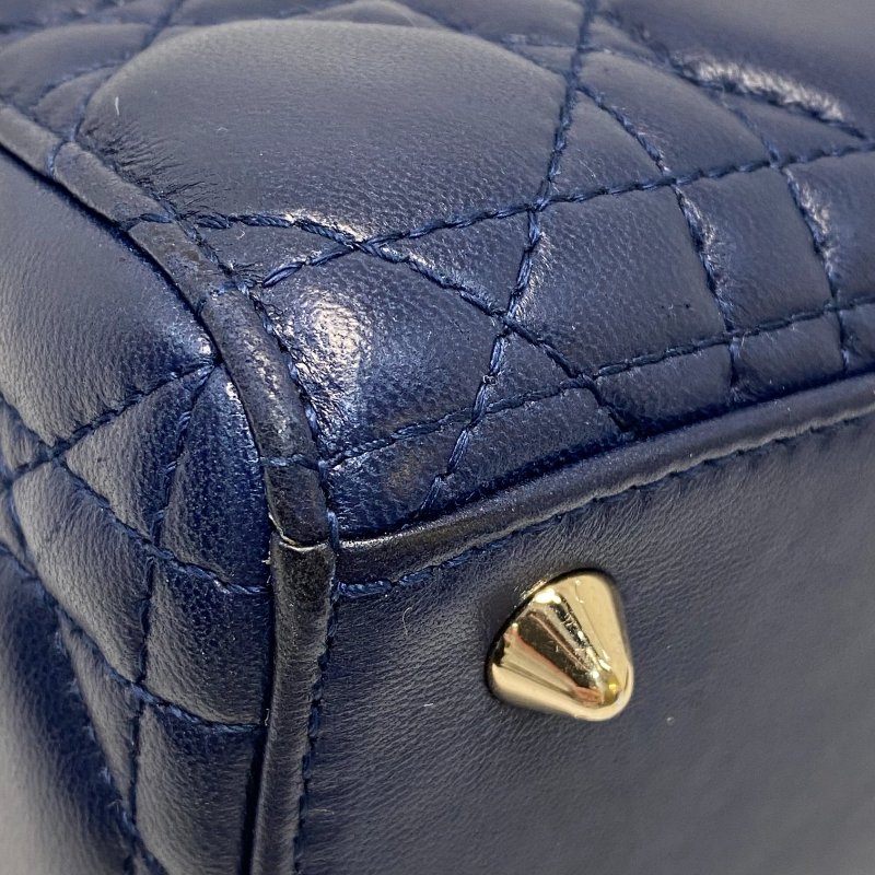 △ Christian Dior 迪奧 My ABCDior Small Lady Dior Navy Cannage Lambskin 2way Bag 小碼深藍色Cannage藤格紋圖案羊皮兩用袋 - 247008775-7