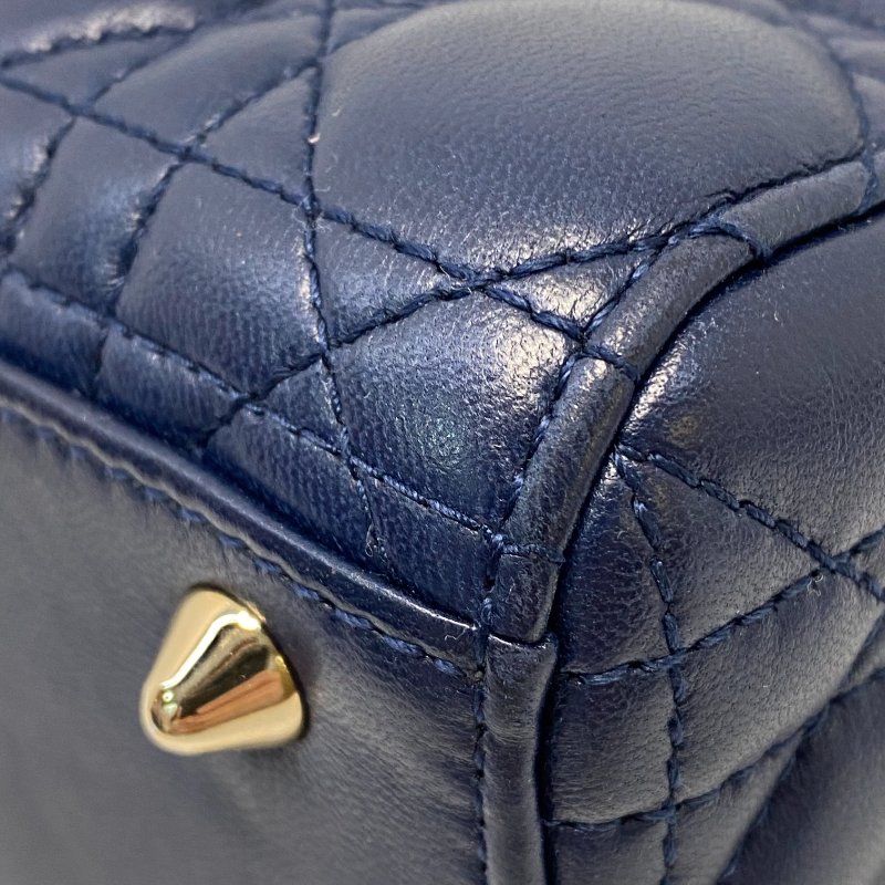 △ Christian Dior 迪奧 My ABCDior Small Lady Dior Navy Cannage Lambskin 2way Bag 小碼深藍色Cannage藤格紋圖案羊皮兩用袋 - 247008775-8