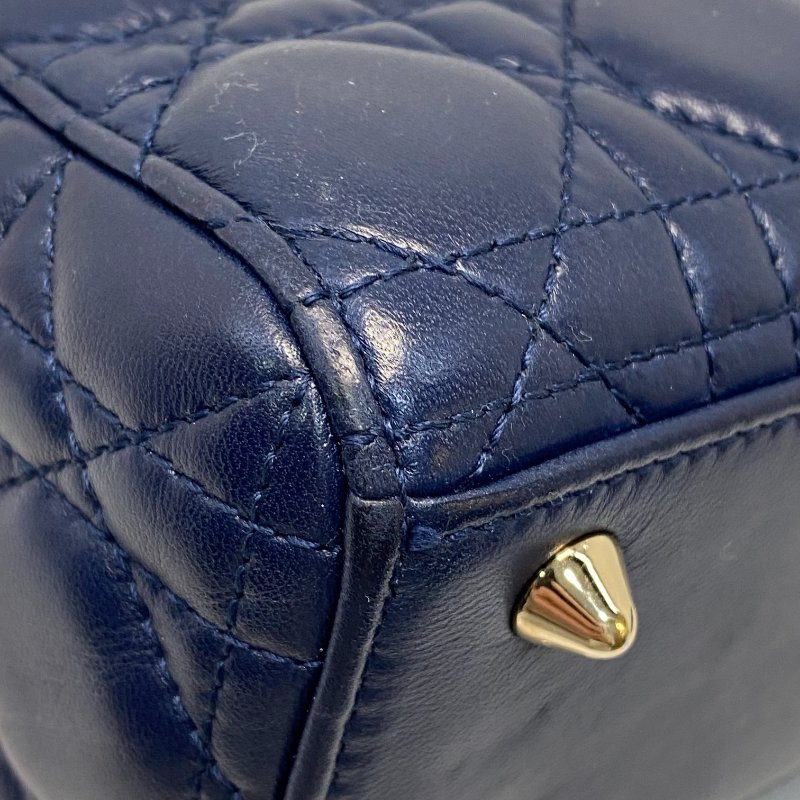 △ Christian Dior 迪奧 My ABCDior Small Lady Dior Navy Cannage Lambskin 2way Bag 小碼深藍色Cannage藤格紋圖案羊皮兩用袋 - 247008775-9