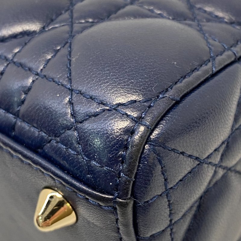 △ Christian Dior 迪奧 My ABCDior Small Lady Dior Navy Cannage Lambskin 2way Bag 小碼深藍色Cannage藤格紋圖案羊皮兩用袋 - 247008775-10