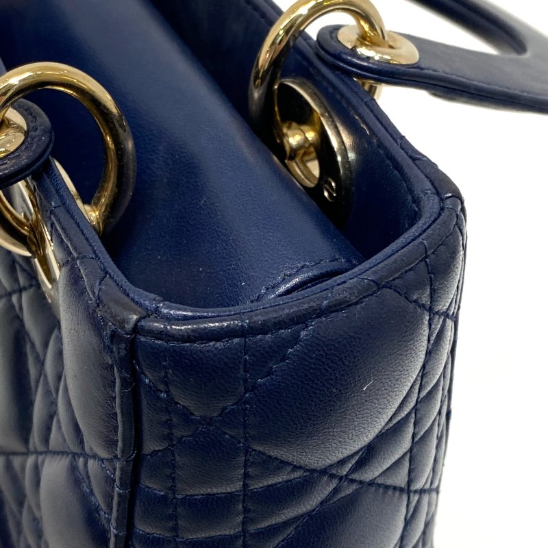 △ Christian Dior 迪奧 My ABCDior Small Lady Dior Navy Cannage Lambskin 2way Bag 小碼深藍色Cannage藤格紋圖案羊皮兩用袋 - 247008775-11
