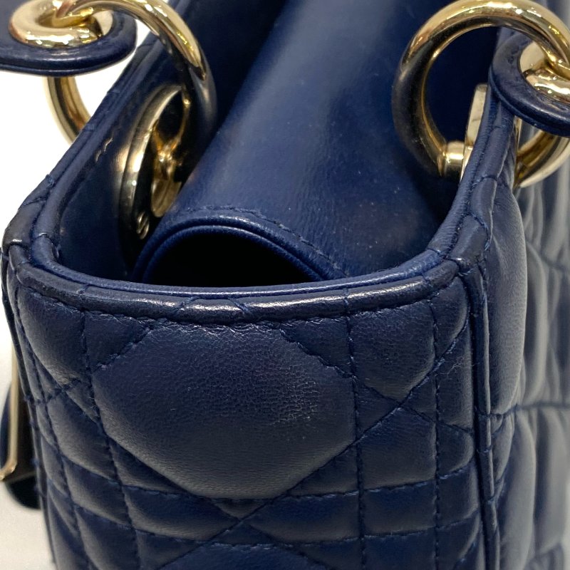 △ Christian Dior 迪奧 My ABCDior Small Lady Dior Navy Cannage Lambskin 2way Bag 小碼深藍色Cannage藤格紋圖案羊皮兩用袋 - 247008775-12