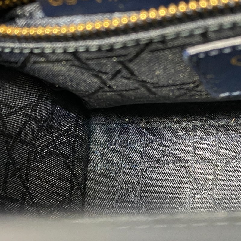 △ Christian Dior 迪奧 My ABCDior Small Lady Dior Navy Cannage Lambskin 2way Bag 小碼深藍色Cannage藤格紋圖案羊皮兩用袋 - 247008775-23