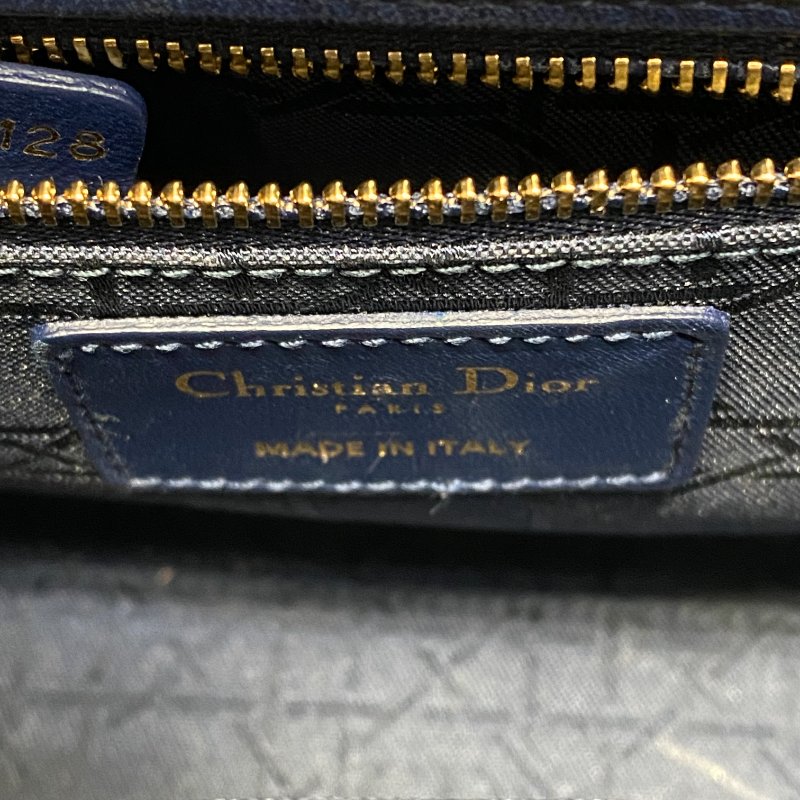 △ Christian Dior 迪奧 My ABCDior Small Lady Dior Navy Cannage Lambskin 2way Bag 小碼深藍色Cannage藤格紋圖案羊皮兩用袋 - 247008775-24