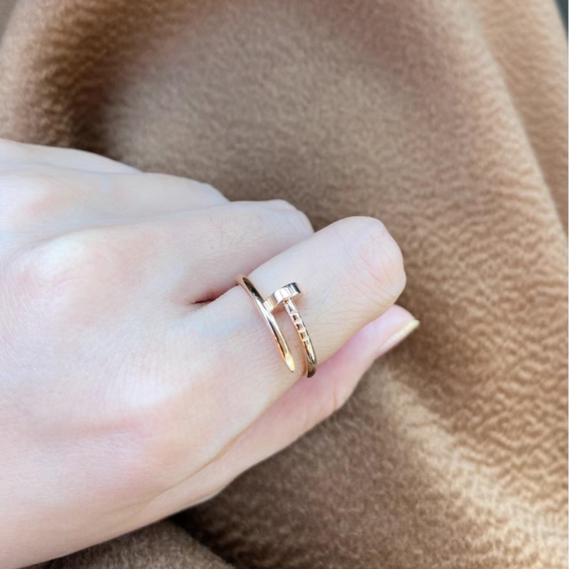 CARTIER JusteunClou系列 18k玫瑰金 釘子戒指#54-3