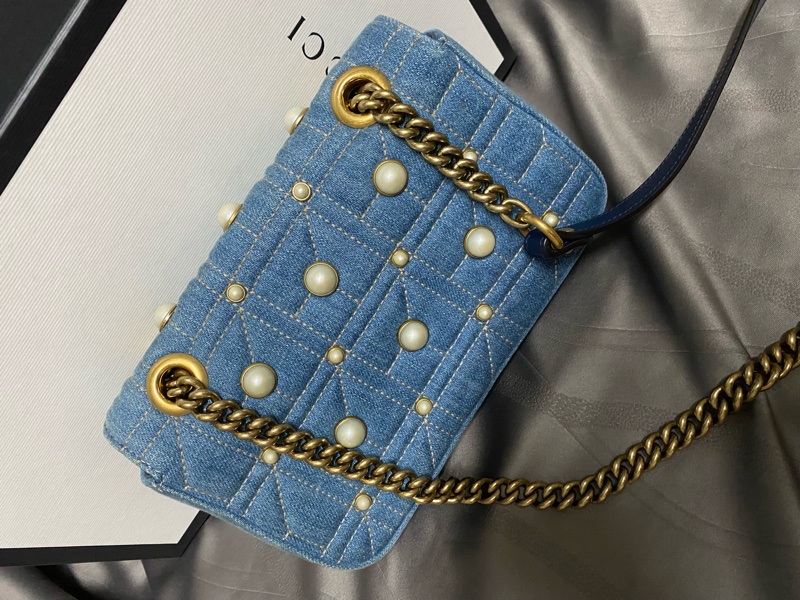 Gucci馬蒙包牛仔珍珠日本限定 斜背包 22cm（已保留）售出-2