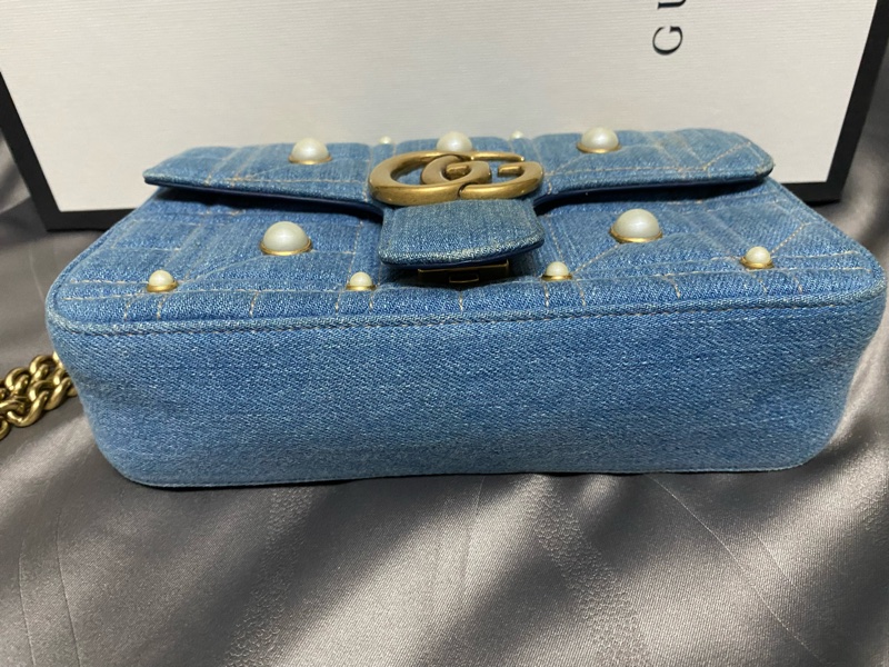 Gucci馬蒙包牛仔珍珠日本限定 斜背包 22cm（已保留）售出-3