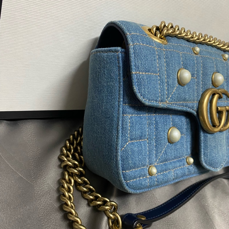 Gucci馬蒙包牛仔珍珠日本限定 斜背包 22cm（已保留）售出-10