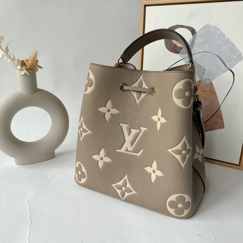 LV Neonoe MM 斑鳩灰大花束口水桶包 附萬用包 M45555-1