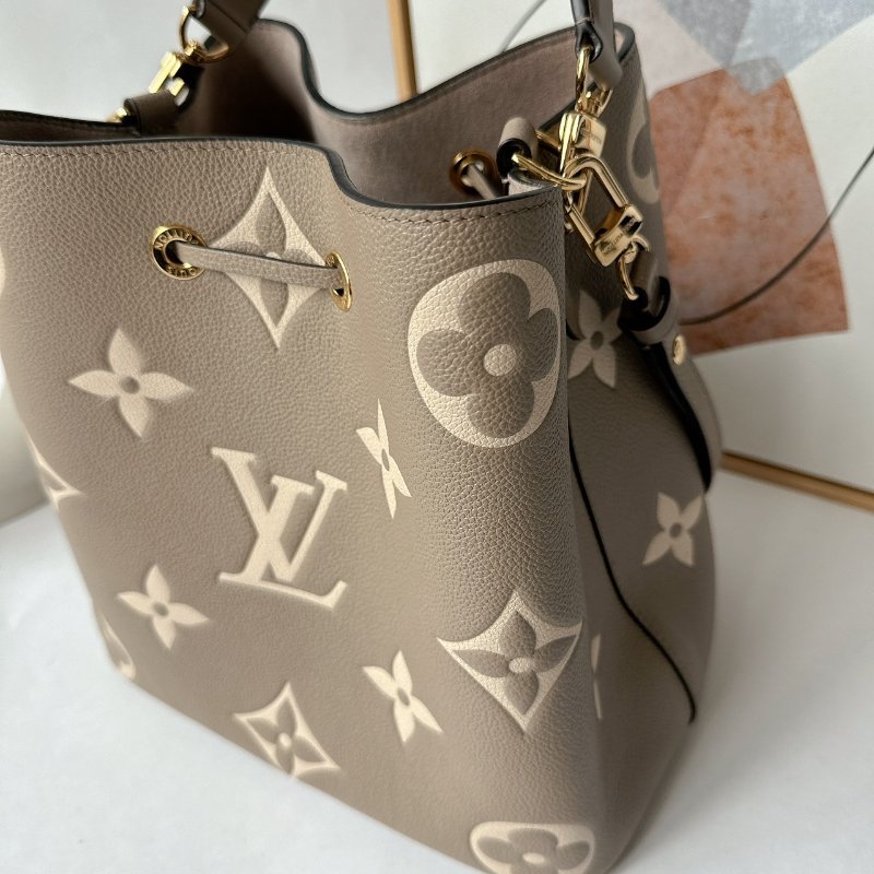 LV Neonoe MM 斑鳩灰大花束口水桶包 附萬用包 M45555-3