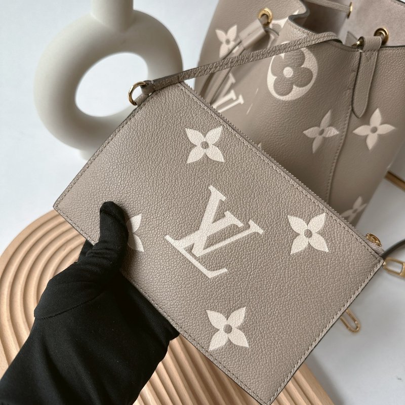 LV Neonoe MM 斑鳩灰大花束口水桶包 附萬用包 M45555-15