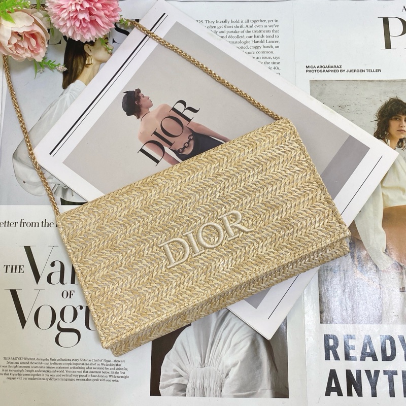 Dior迪奧手拿鏈條草編包-0