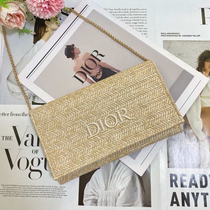 Dior迪奧手拿鏈條草編包-1