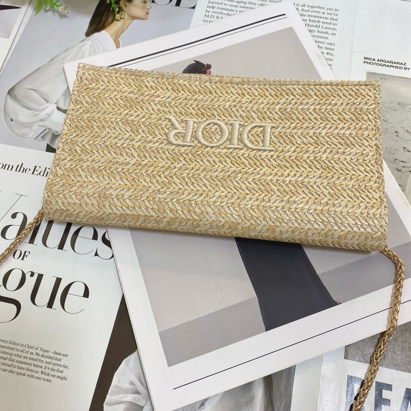 Dior迪奧手拿鏈條草編包-7