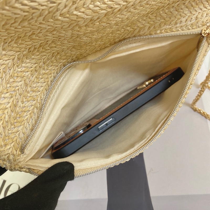 Dior迪奧手拿鏈條草編包-10