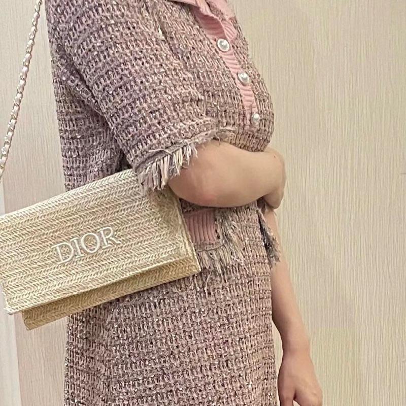 Dior迪奧手拿鏈條草編包-20