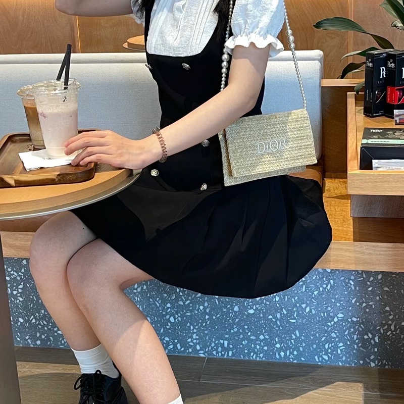 Dior迪奧手拿鏈條草編包-21