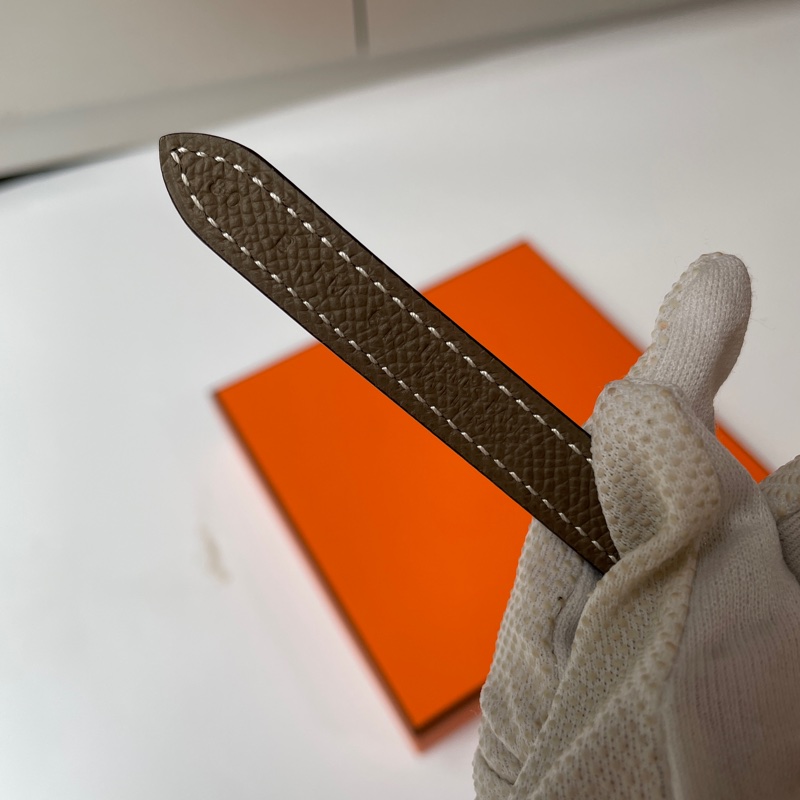 Hermes 豬鼻子玫瑰金釦黑/大象灰雙面皮帶（13MM/80）-5