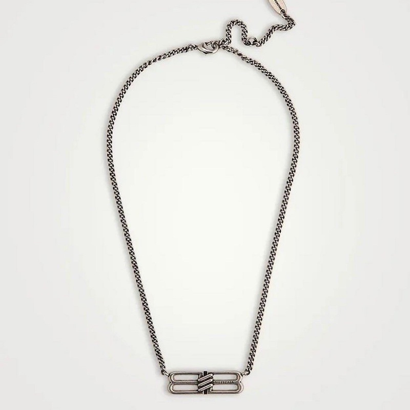 BALENCIAGA 巴黎世家BB ICON NECKLACE IN ANTIQUE SILVER-7
