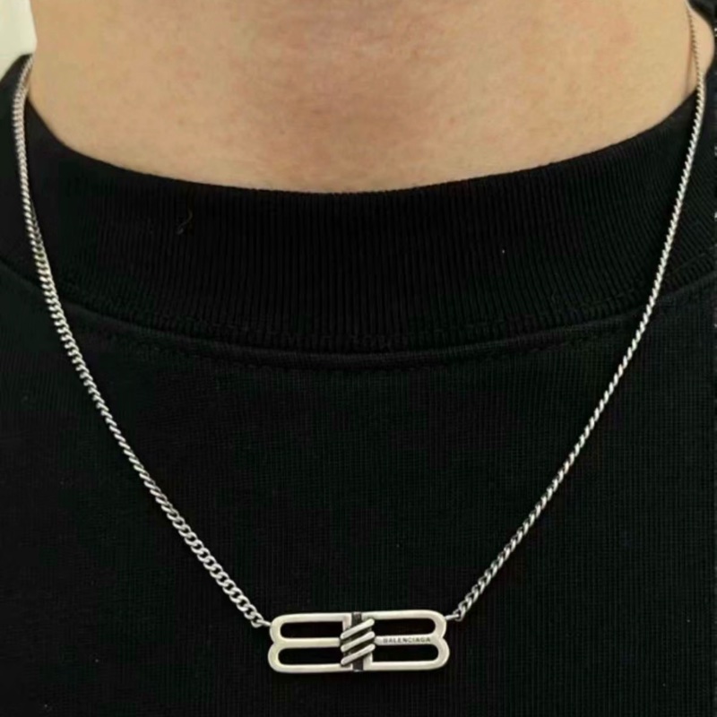 BALENCIAGA 巴黎世家BB ICON NECKLACE IN ANTIQUE SILVER-8