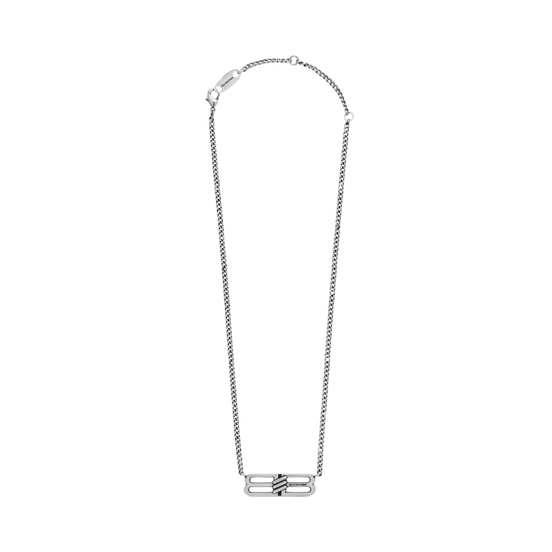 BALENCIAGA 巴黎世家BB ICON NECKLACE IN ANTIQUE SILVER-0