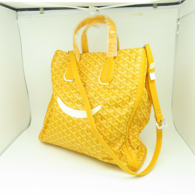 GOYARD 【激減優惠】塗層帆布 Goyardine Voltaire Smile Tote銀扣手挽袋黃色-2