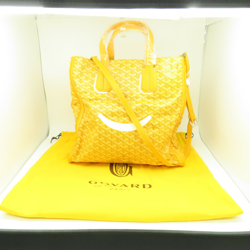 GOYARD 【激減優惠】塗層帆布 Goyardine Voltaire Smile Tote銀扣手挽袋黃色-9