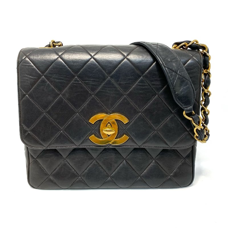 △ Chanel 香奈兒 Vintage Black Lambskin Gold-tone Metal Chain Flap Bag 復古黑色羊皮金色金屬肩揹袋 - 247009653-1