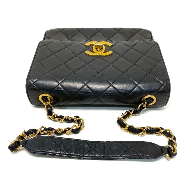 △ Chanel 香奈兒 Vintage Black Lambskin Gold-tone Metal Chain Flap Bag 復古黑色羊皮金色金屬肩揹袋 - 247009653-5