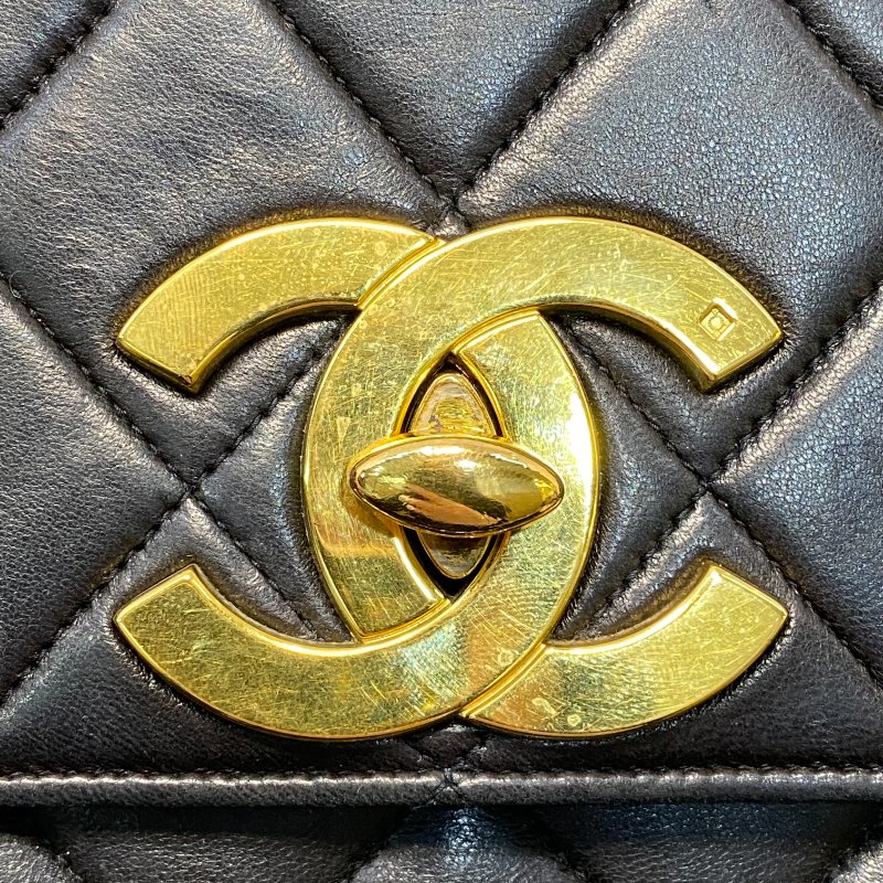 △ Chanel 香奈兒 Vintage Black Lambskin Gold-tone Metal Chain Flap Bag 復古黑色羊皮金色金屬肩揹袋 - 247009653-13