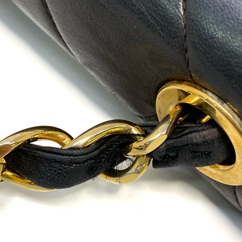 △ Chanel 香奈兒 Vintage Black Lambskin Gold-tone Metal Chain Flap Bag 復古黑色羊皮金色金屬肩揹袋 - 247009653-21