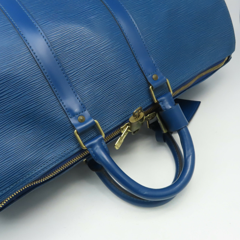 LOUIS VUITTON 【激減優惠】Epi Keepall 45金扣波士頓包藍色-8